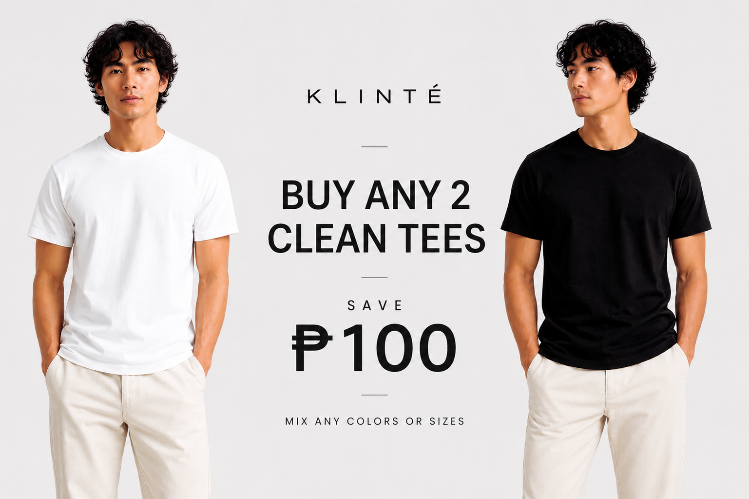 Men's Clean Tee, Antimicrobial 100% Cotton Everyday T Shirt for Men, Breathable Regular Fit Crew Neck Tee