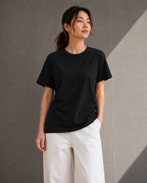 Women's Clean Tee, Antimicrobial Cotton Everyday T Shirt for Women, Soft Breathable Regular Fit Crew Neck Tee
